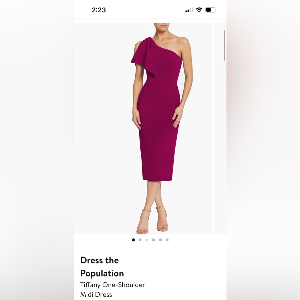 Dress the Population One-Shoulder Dress in Purple